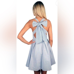 Lauren James Blue‎ Seersucker Livingston Dress Sz M